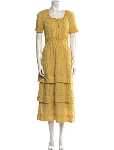 Pre-owned Loveshackfancy Scoop Neck Long Dress In Yellow