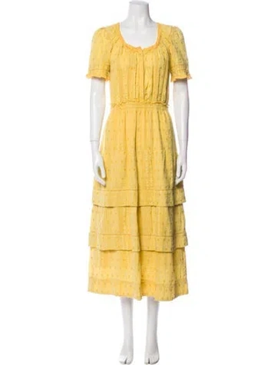 Pre-owned Loveshackfancy Scoop Neck Long Dress In Yellow