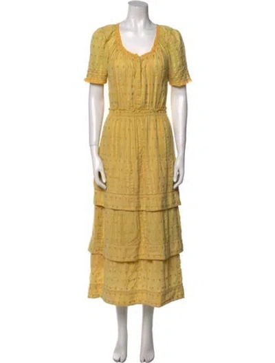 Pre-owned Loveshackfancy Scoop Neck Long Dress In Yellow