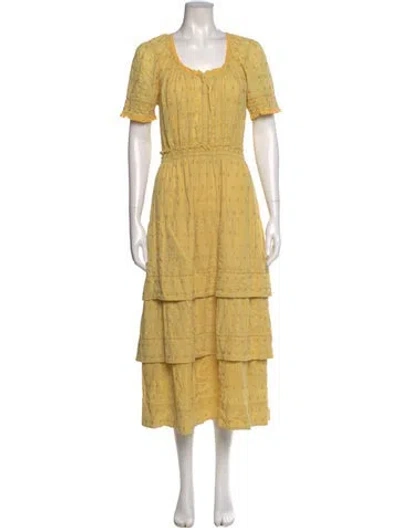Pre-owned Loveshackfancy Scoop Neck Long Dress In Yellow