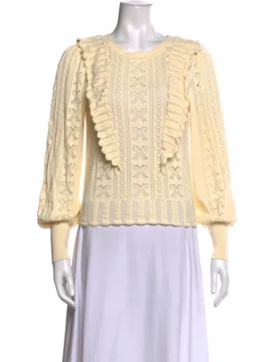 Pre-owned Loveshackfancy Scoop Neck Long Sleeve Top In Neutral