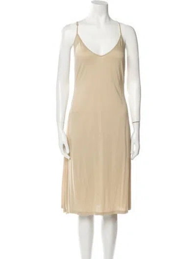 Pre-owned Loveshackfancy Scoop Neck Midi Length Dress In Neutral