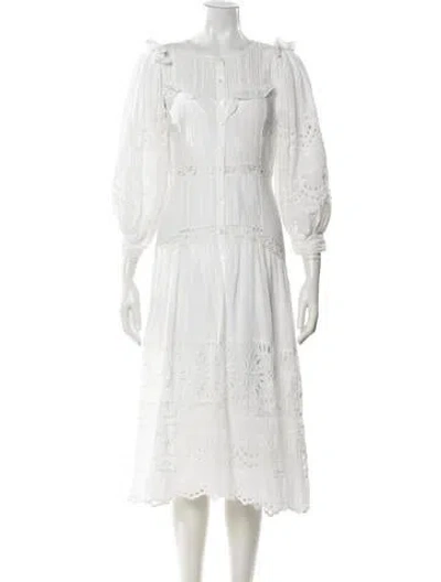 Pre-owned Loveshackfancy Scoop Neck Midi Length Dress In Neutral