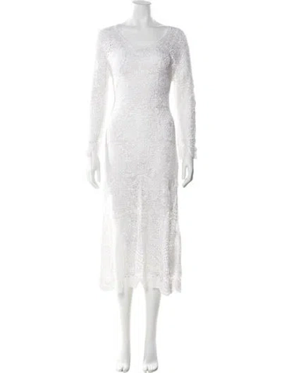 Pre-owned Loveshackfancy Scoop Neck Midi Length Dress In Neutral