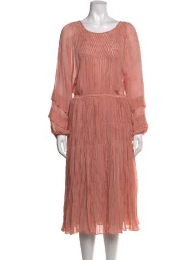 Pre-owned Loveshackfancy Scoop Neck Midi Length Dress In Pink