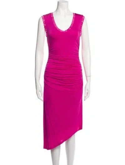 Pre-owned Loveshackfancy Scoop Neck Midi Length Dress W/ Tags In Pink