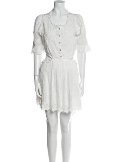 Pre-owned Loveshackfancy Scoop Neck Midi Length Dress W/ Tags In White