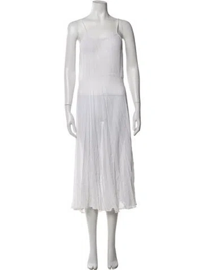 Pre-owned Loveshackfancy Scoop Neck Midi Length Dress In White