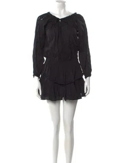 Pre-owned Loveshackfancy Scoop Neck Mini Dress In Black