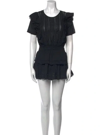 Pre-owned Loveshackfancy Scoop Neck Mini Dress In Black