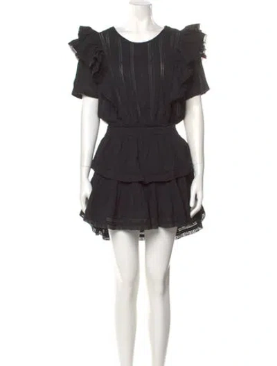 Pre-owned Loveshackfancy Scoop Neck Mini Dress In Black