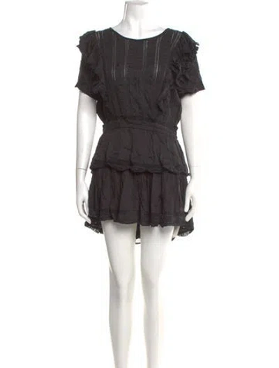 Pre-owned Loveshackfancy Scoop Neck Mini Dress In Black
