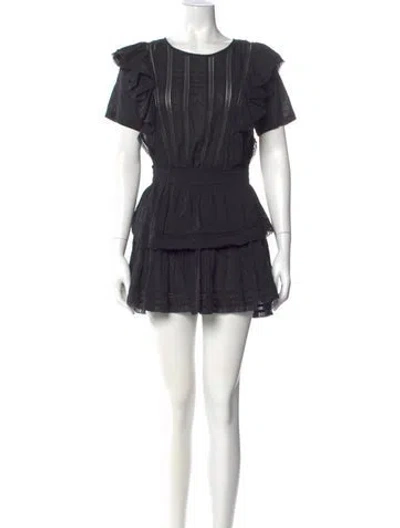 Pre-owned Loveshackfancy Scoop Neck Mini Dress In Black