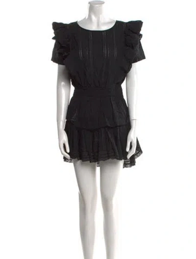 Pre-owned Loveshackfancy Scoop Neck Mini Dress In Black