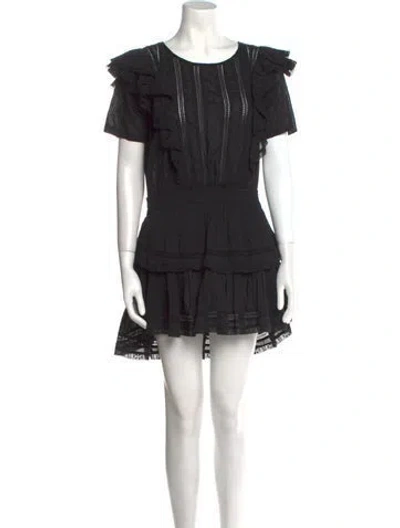 Pre-owned Loveshackfancy Scoop Neck Mini Dress In Black