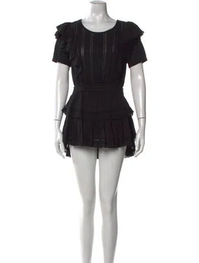 Pre-owned Loveshackfancy Scoop Neck Mini Dress In Black