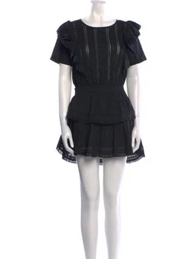 Pre-owned Loveshackfancy Scoop Neck Mini Dress In Black