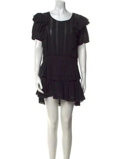 Pre-owned Loveshackfancy Scoop Neck Mini Dress In Black