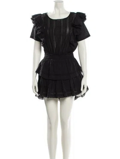 Pre-owned Loveshackfancy Scoop Neck Mini Dress In Black