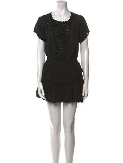 Pre-owned Loveshackfancy Scoop Neck Mini Dress In Black