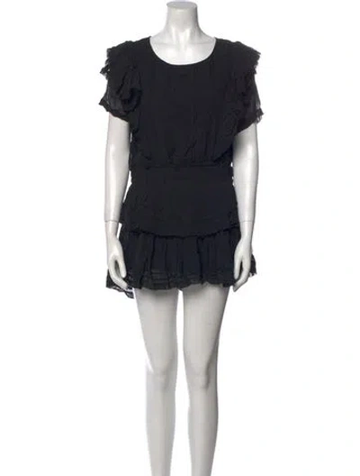 Pre-owned Loveshackfancy Scoop Neck Mini Dress In Black