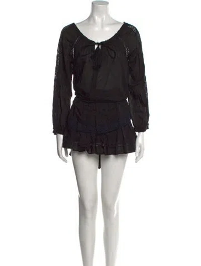 Pre-owned Loveshackfancy Scoop Neck Mini Dress In Black