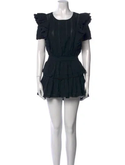 Pre-owned Loveshackfancy Scoop Neck Mini Dress In Black