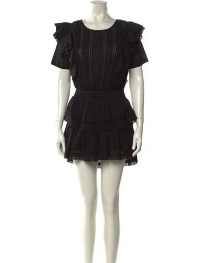 Pre-owned Loveshackfancy Scoop Neck Mini Dress In Black