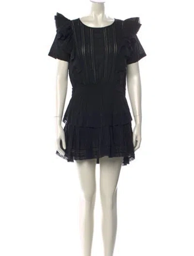 Pre-owned Loveshackfancy Scoop Neck Mini Dress In Black