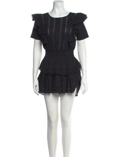 Pre-owned Loveshackfancy Scoop Neck Mini Dress In Black