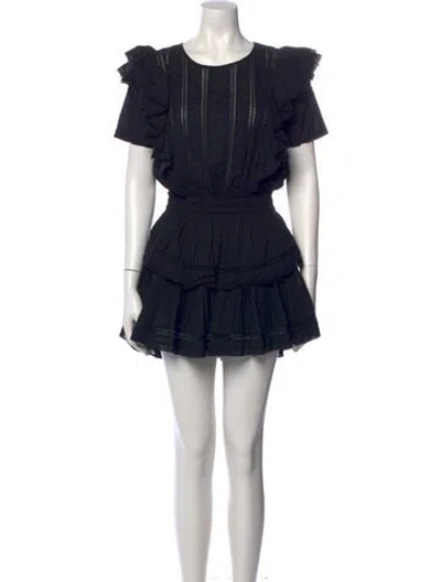 Pre-owned Loveshackfancy Scoop Neck Mini Dress In Black