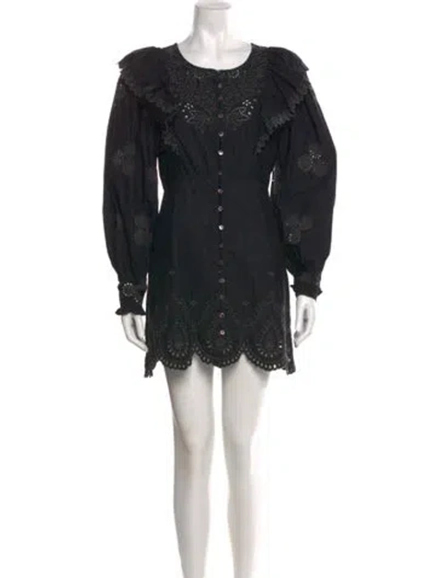 Pre-owned Loveshackfancy Scoop Neck Mini Dress In Black