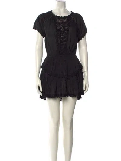 Pre-owned Loveshackfancy Scoop Neck Mini Dress In Black