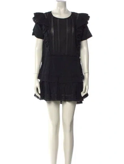 Pre-owned Loveshackfancy Scoop Neck Mini Dress In Black