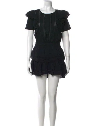 Pre-owned Loveshackfancy Scoop Neck Mini Dress In Black