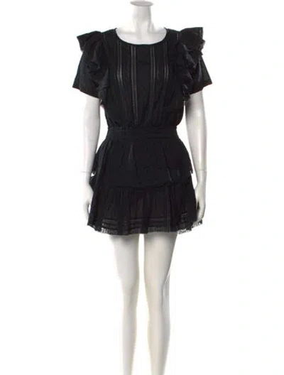 Pre-owned Loveshackfancy Scoop Neck Mini Dress In Black