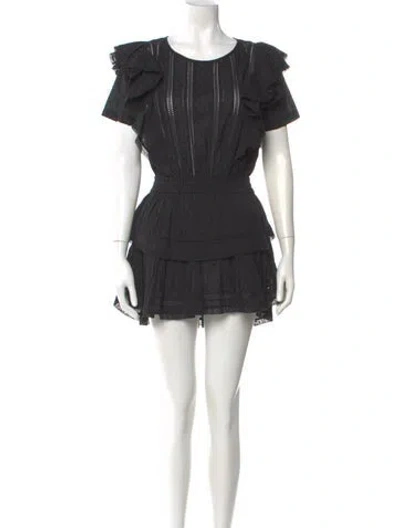 Pre-owned Loveshackfancy Scoop Neck Mini Dress In Black