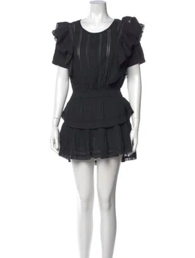 Pre-owned Loveshackfancy Scoop Neck Mini Dress In Black
