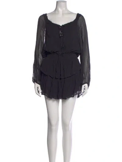Pre-owned Loveshackfancy Scoop Neck Mini Dress In Black