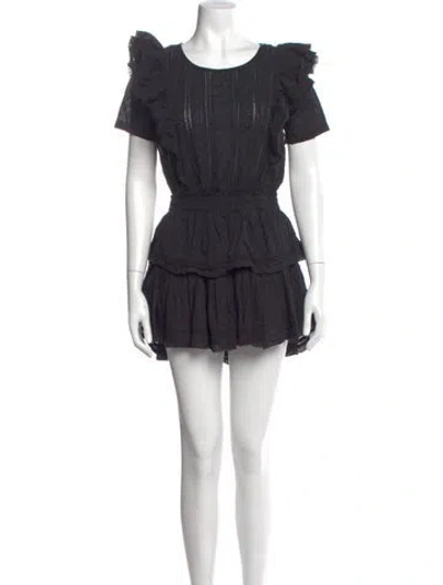 Pre-owned Loveshackfancy Scoop Neck Mini Dress In Black