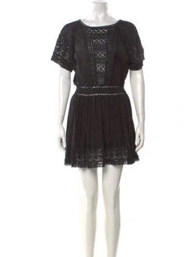 Pre-owned Loveshackfancy Scoop Neck Mini Dress In Black