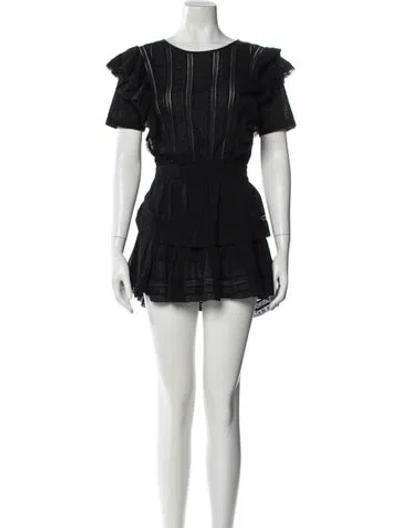 Pre-owned Loveshackfancy Scoop Neck Mini Dress In Black