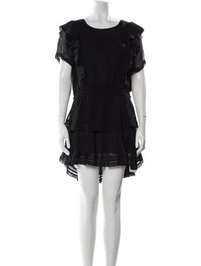 Pre-owned Loveshackfancy Scoop Neck Mini Dress In Black