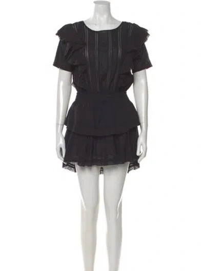 Pre-owned Loveshackfancy Scoop Neck Mini Dress In Black