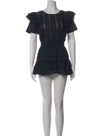 Pre-owned Loveshackfancy Scoop Neck Mini Dress In Black