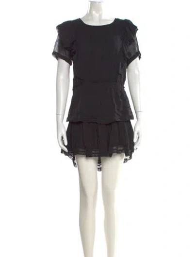Pre-owned Loveshackfancy Scoop Neck Mini Dress In Black