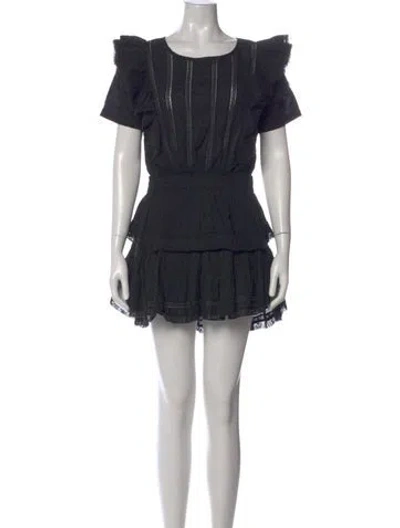 Pre-owned Loveshackfancy Scoop Neck Mini Dress In Black