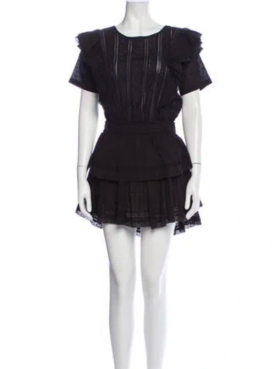 Pre-owned Loveshackfancy Scoop Neck Mini Dress In Black