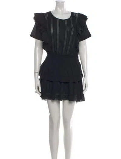 Pre-owned Loveshackfancy Scoop Neck Mini Dress In Black