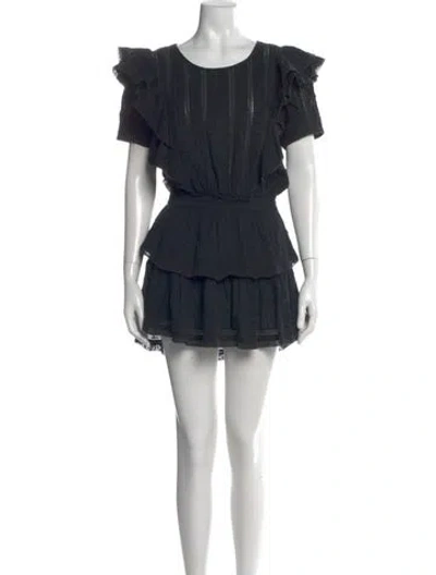 Pre-owned Loveshackfancy Scoop Neck Mini Dress In Black